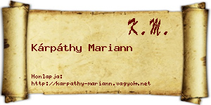 Kárpáthy Mariann névjegykártya